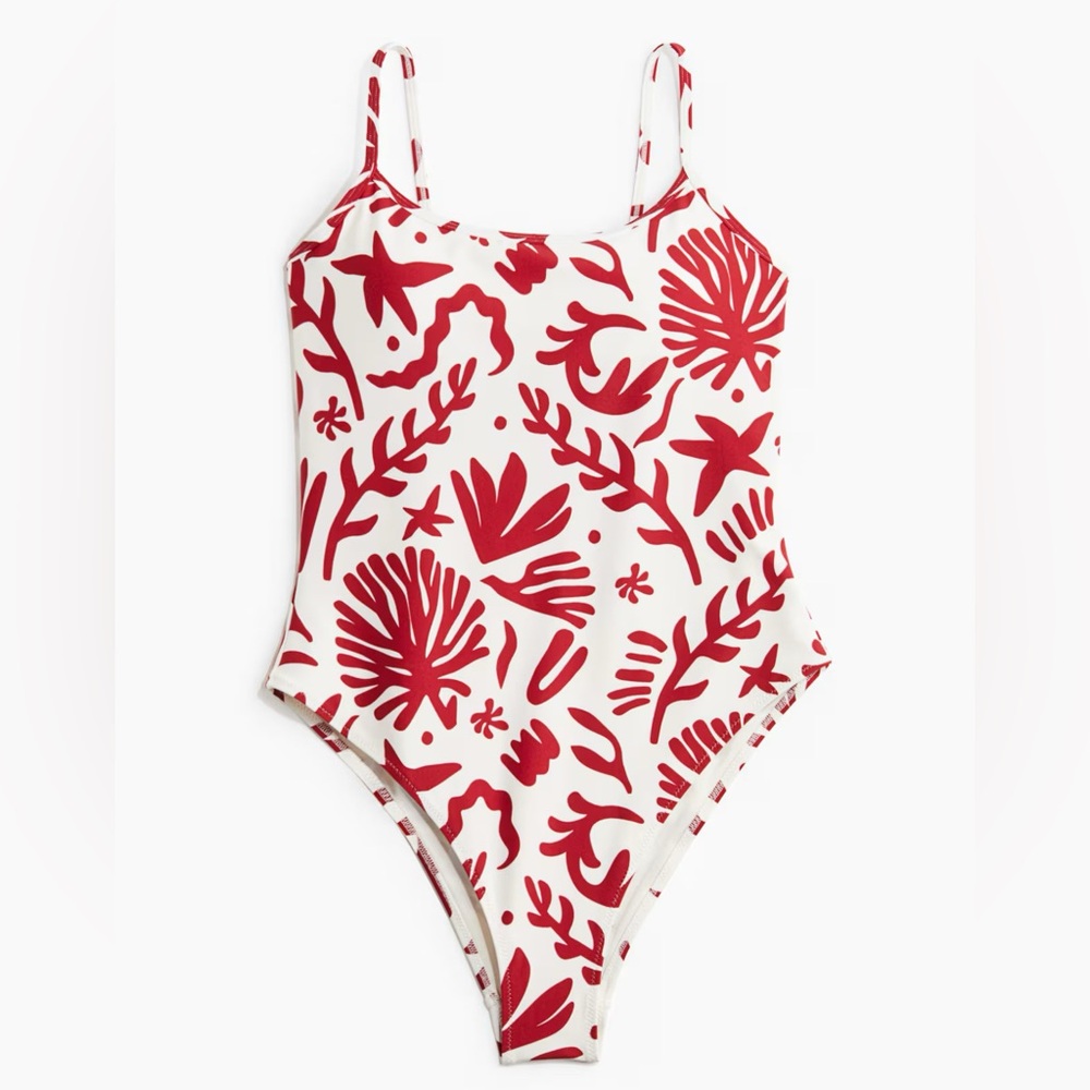 H&M Womens One Piece Red and White Swimsuit